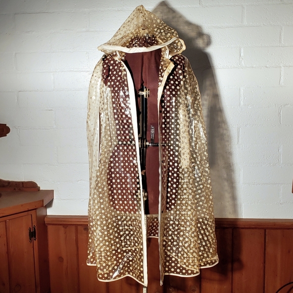 Clear Vinyl Mod Polka Dot Rain Cape 
